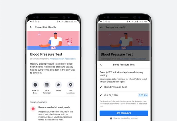 Facebook ra mắt công cụ hối thúc người dùng đi kiểm tra sức khỏe